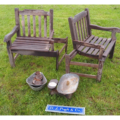 611 - Weighing scales and wooden chairs