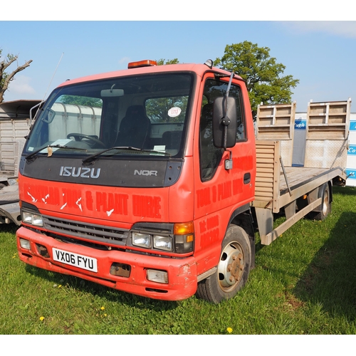 1713 - Isuzu NQR truck, 2006, with 17ft beaver tail bed and ramps. MOT until 31/12/24. Reg. VX06 FYU. Keys ... 