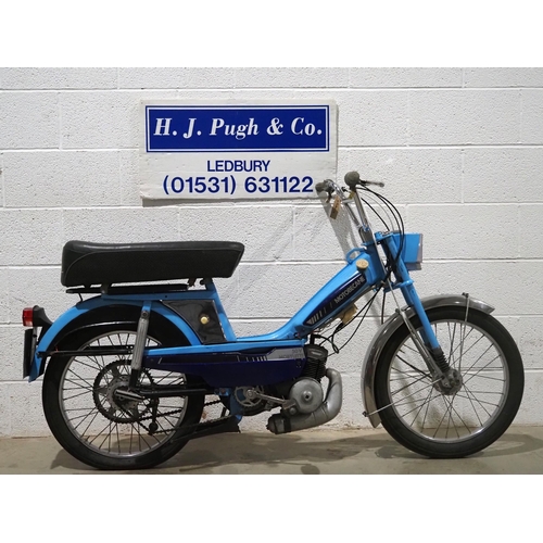 1031 - Motobecane 50V Mobylette moped. 1977. 49cc. 
Was running when stored some time ago and so will need ... 