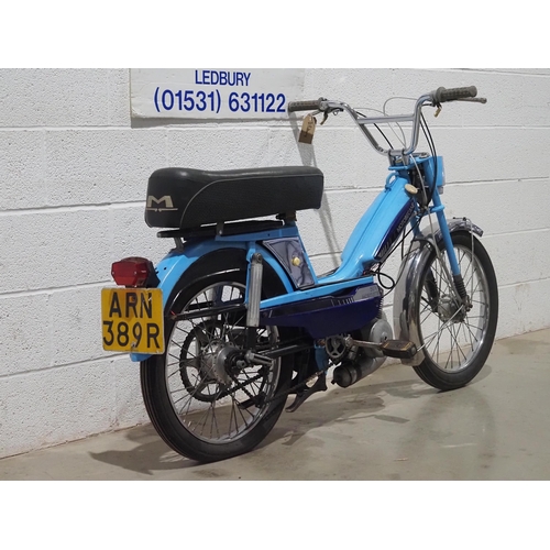 1031 - Motobecane 50V Mobylette moped. 1977. 49cc. 
Was running when stored some time ago and so will need ... 