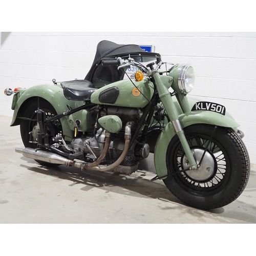 1033 - Sunbeam S7 sidecar outfit. 1950. 487cc
Frame No. S7 3193
Engine No. S813294
Runs and rides, starts e... 