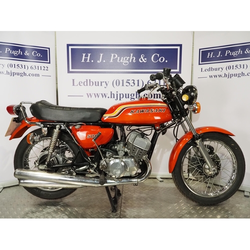 962 - Kawasaki H1B 500 motorcycle. 1971. 498cc. 
Frame No. KAF-52740
Engine No. KAE-57019
Runs and rides. ... 