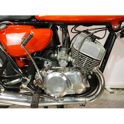 962 - Kawasaki H1B 500 motorcycle. 1971. 498cc. 
Frame No. KAF-52740
Engine No. KAE-57019
Runs and rides. ... 