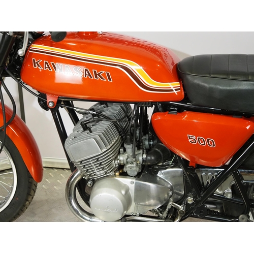 962 - Kawasaki H1B 500 motorcycle. 1971. 498cc. 
Frame No. KAF-52740
Engine No. KAE-57019
Runs and rides. ... 