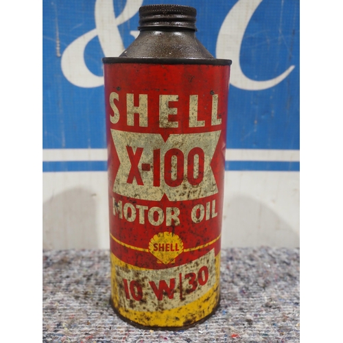 466 - 1 Quart oil can - Shell X-100 Motor Oil
