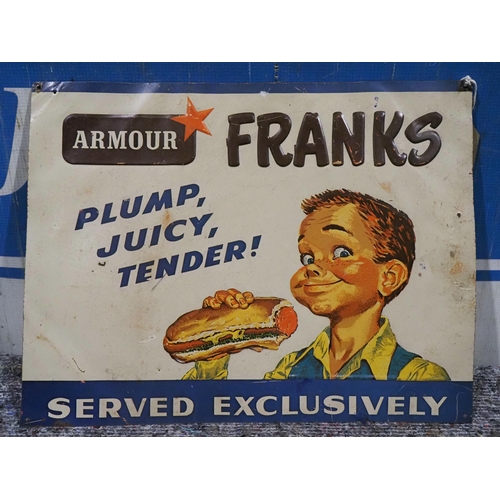 492 - Tin sign - Armour Franks 11¾