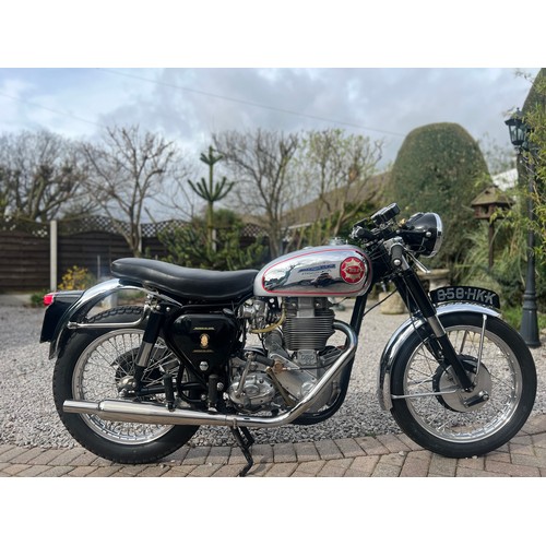 BSA Goldstar DBD 34 motorcycle. 1959. 500cc
Frame No. CB328879
Engine No. DBD34GS4715
Fitted with a RRT2 gearbox.
The bike is very original with mostly original parts. This bike was exported to Australia in the early 1960s and then imported back to the UK and reassigned with original registration in 2002. The bike in the past has had complete rebuild and full restoration with receipts as proof. c/w GP 1½" carburettor and 12 volt charger.
Comes with Owners Club certificate, bills of payments and maintenance manual etc.
Reg. 858 HKK. V5