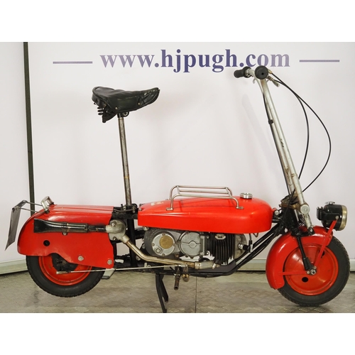 1064 - Brockhouse Corgi motorcycle. 1948. 98cc
Frame No. 8116
Engine No. MK2W 16846
Runs and rides.
Reg. NX... 