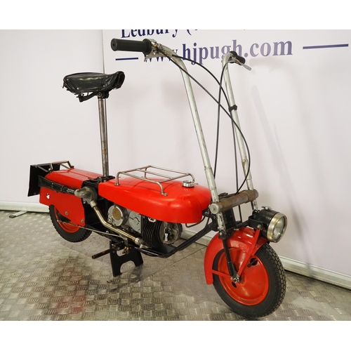 1064 - Brockhouse Corgi motorcycle. 1948. 98cc
Frame No. 8116
Engine No. MK2W 16846
Runs and rides.
Reg. NX... 