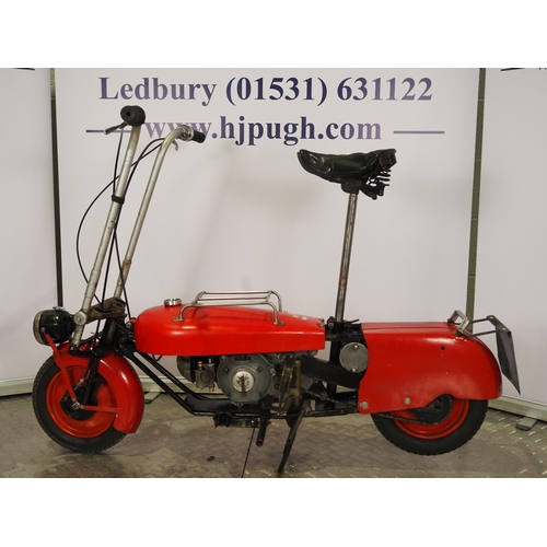 1064 - Brockhouse Corgi motorcycle. 1948. 98cc
Frame No. 8116
Engine No. MK2W 16846
Runs and rides.
Reg. NX... 