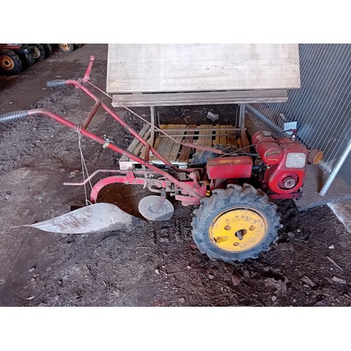 11 - Barford 2 wheel tractor. Runs and drives. C/w plough ridging boards, scuffle and wheel weights