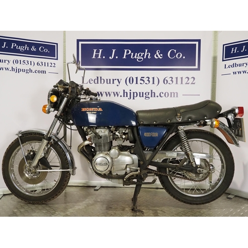 1071 - Honda 400/4 Supersport motorcycle. 1975. 408cc
Frame No. CB400F-1037786
Engine No. CB400FE-1037872
E... 