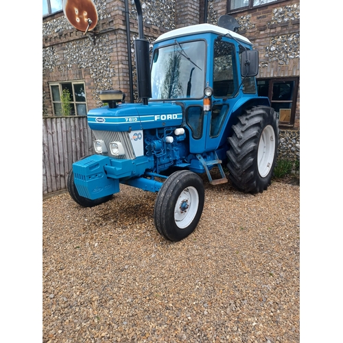 Classic Ford 7610 2wd tractor. 1984. Showing 6100hrs, light repairs and cosmetic work done, fully serviced, rear wheels lugged for duels, front weights and 2 spools. Three former keepers, local to Oxfordshire as originally supplied 
P A Turney Ltd agricultural engineers