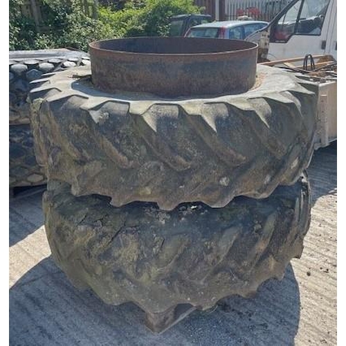 211 - Pair of Stocks dual wheels and tyres 18.4R38 and clamps