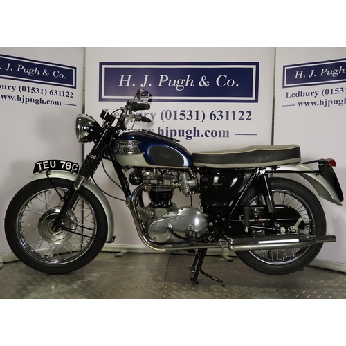 804 - Triumph T120 Bonneville motorcycle. 1965. 650cc
Frame No. T120-DU19874
Engine No. T120-DU19874
Runs ... 