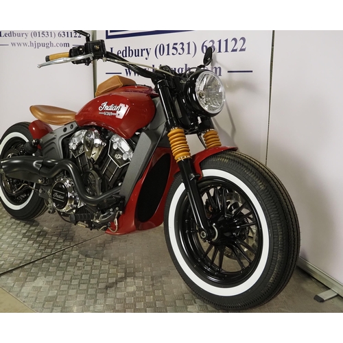 810 - Indian Scout bobber motorcycle. 2016.1133cc
Frame No. 56KMSA006G3110975
Engine No. 0120530803541
Run... 