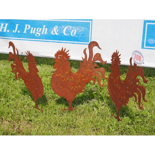 708 - Cockerel garden ornaments - 3