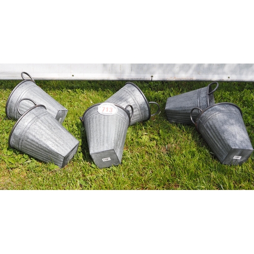 713 - Galvanised bucket planters - 6