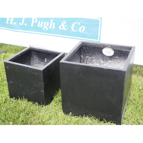 740 - Square fibre clay planters - 2