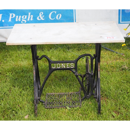 753 - Marble topped sewing machine table