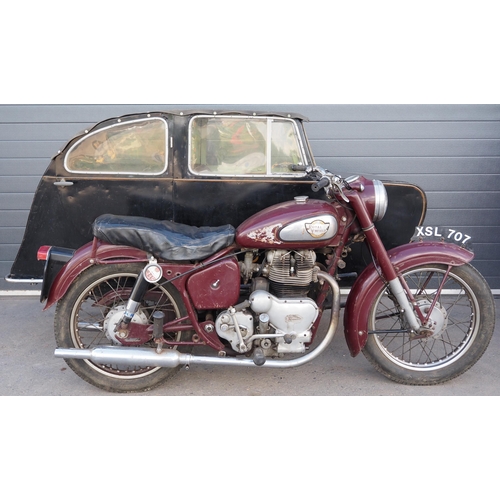 1087 - Royal Enfield Meteor sidecar outfit. 1956. 700cc
Frame No. 713430
Runs but has been dry stored for s... 