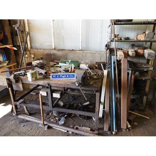 175 - Steel workbench and contents