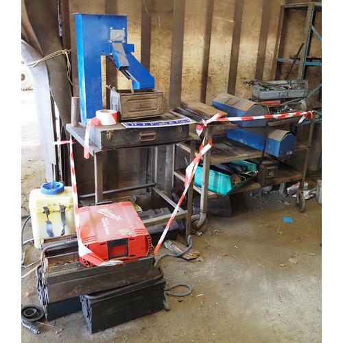 227 - Work trolley, toolboxes and spanners