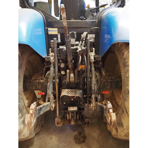 280 - New Holland T6080 4WD tractor. Runs and drives, MX900 front weights, front linkage, Trimble GPS FM-7... 