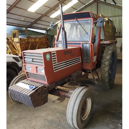 283 - Fiat 980 2WD tractor. Runs and drives. Front weights, showing 6070 hours. Supplied new to farm. Reg ... 