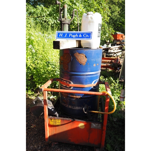 325 - Oil drum, pump and Empteezy trolley