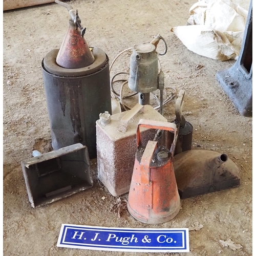 88 - Old fuel cans, Redex pump, funnel etc