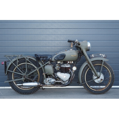 849 - Triumph TRW motorcycle. 1964. 500cc.
Frame No.
Engine No. 
Engine turns over. Registered in 1972 aft... 