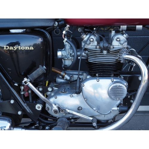 885 - Triumph Daytona T100R motorcycle. 1972. 490cc. 
Frame No. T100RGG59417
Engine No. T100RGG59417
Engin... 