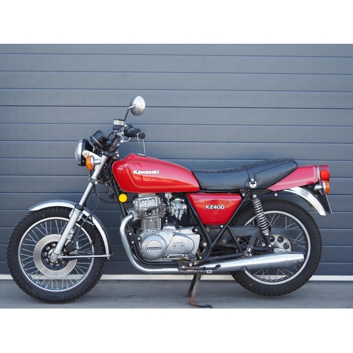 887 - Kawasaki KZ400 motorcycle. 1979. 398cc. 
Frame No. K4-107334
Engine No. K4E147672
Reg. ATH 504T. V5 ... 