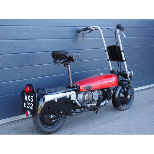 970 - Brockhouse Corgi MKII moped. 1948. 98cc. 
Frame No. 11088
Engine No. MK2W31094
Reg. WXS 632. V5.