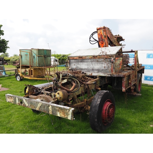 Bedford 4WD chassis, engine and crane