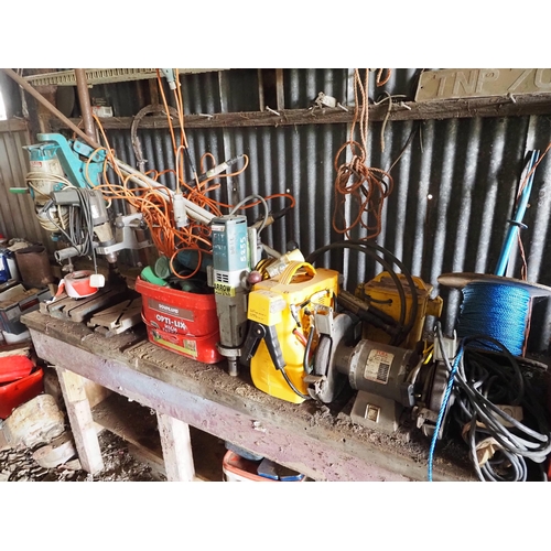 7 - Large quantity of power tools, cable, bench, etc