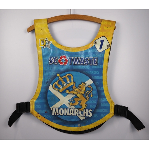 121 - An Edinburgh Monarchs speedway race vest labelled and signed Craig Cook