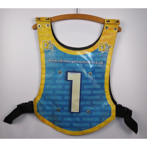 121 - An Edinburgh Monarchs speedway race vest labelled and signed Craig Cook