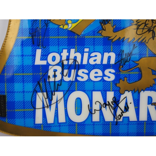 130 - An Edinburgh Monarchs speedway race vest signed Alex Harkess, Frede Schott, Matthew Wethers and othe... 