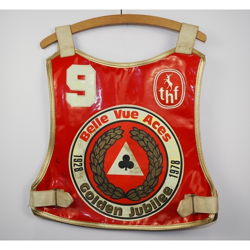 152 - A Belle Vue Aces Golden Jubilee 1978 speedway race vest believed to have been worn by Dave Morton