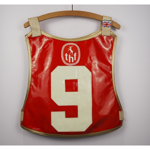 152 - A Belle Vue Aces Golden Jubilee 1978 speedway race vest believed to have been worn by Dave Morton