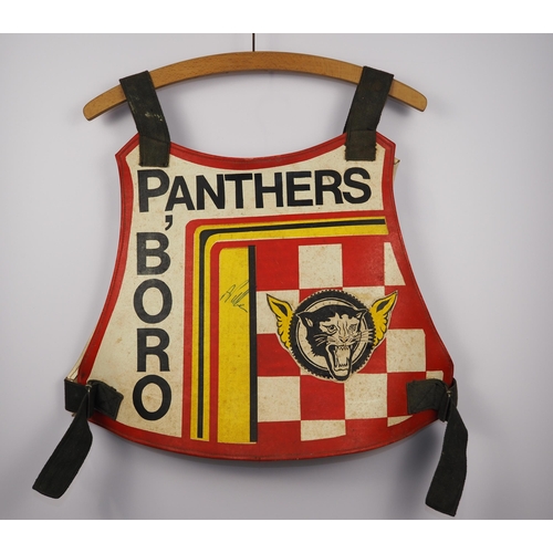 159 - A Peterborough Panthers speedway race vest 1983 signed Ashley Pullen