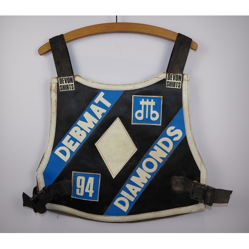 163 - A Newcastle Diamonds speedway race vest 1994 believed to have been worn by Max Schofield