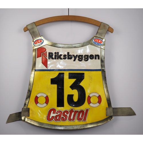 176 - A team Great Britain World Final 1991 speedway race vest labelled Kelvin Tatum