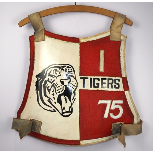 191 - A Coatbridge Tigers speedway race vest 1975 believed to have been worn by Brian Collins