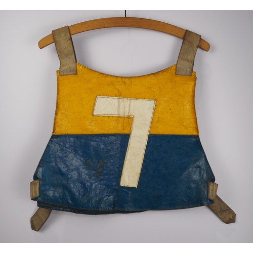 192 - An Edinburgh Monarchs speedway race vest 1961 believed to have been worn by Jimmy Cox