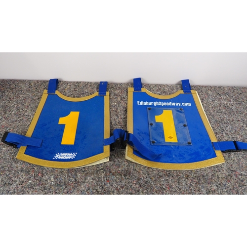 203 - 2 Speedway races vests - Edinburgh Monarchs