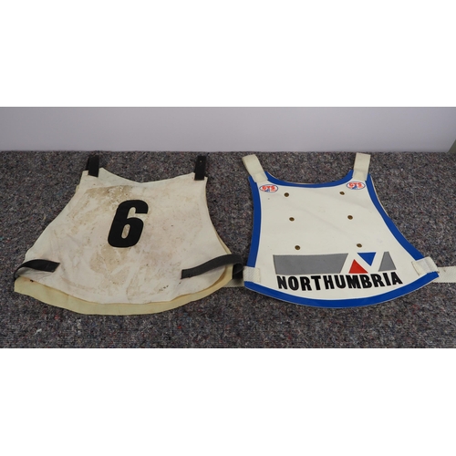 209 - 2 Speedway race vests - Northumbria Raiders and Indoor Ice Incorporated