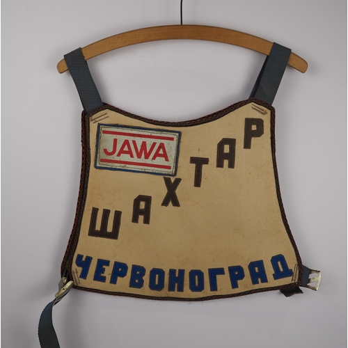 236 - A Waxtap speedway race vest labelled Chernovograd V. Koval